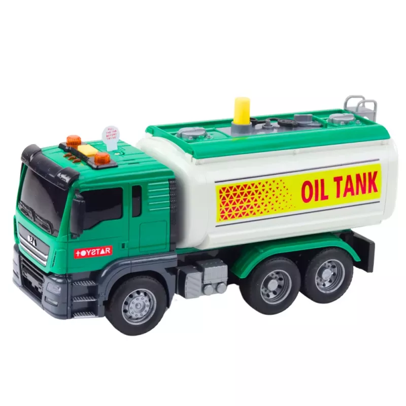 LEAN TOYS Ciężarówka-Cysterna Woda Światła Dźwięki Zielona 1:14