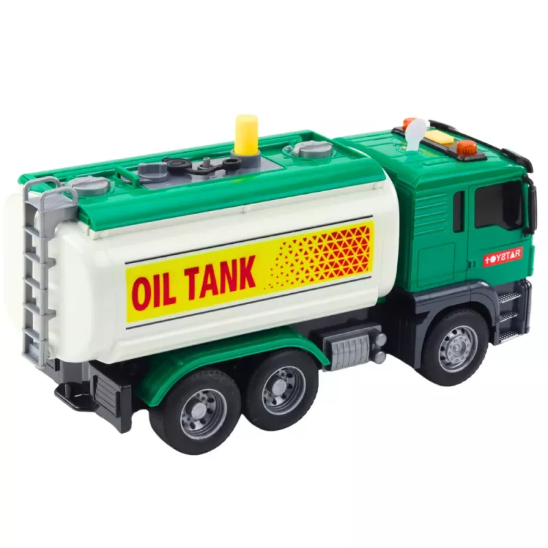 LEAN TOYS Ciężarówka-Cysterna Woda Światła Dźwięki Zielona 1:14