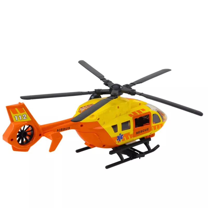 LEAN TOYS Rescue Helicopter Hook Stretcher Lights Sounds Orange 1:12