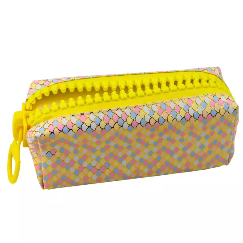 LEAN School Pencil Case Organizer Mermaid Scales Pattern Large Colorful Zipper 21x8cm