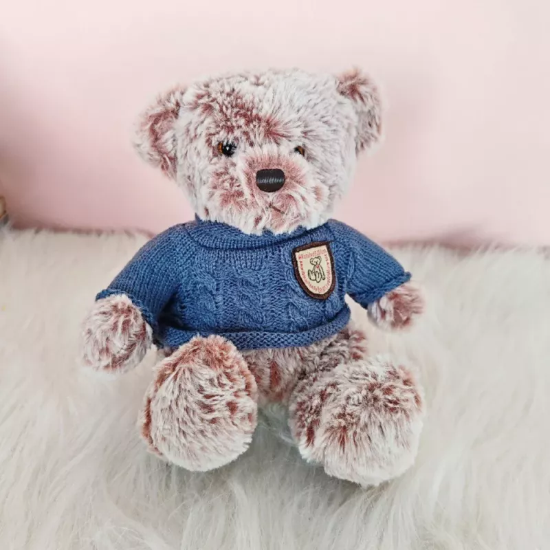 LEAN TOYS Pluszowa Maskotka Przytulanka Miś Szary Niebieski Sweter 21cm