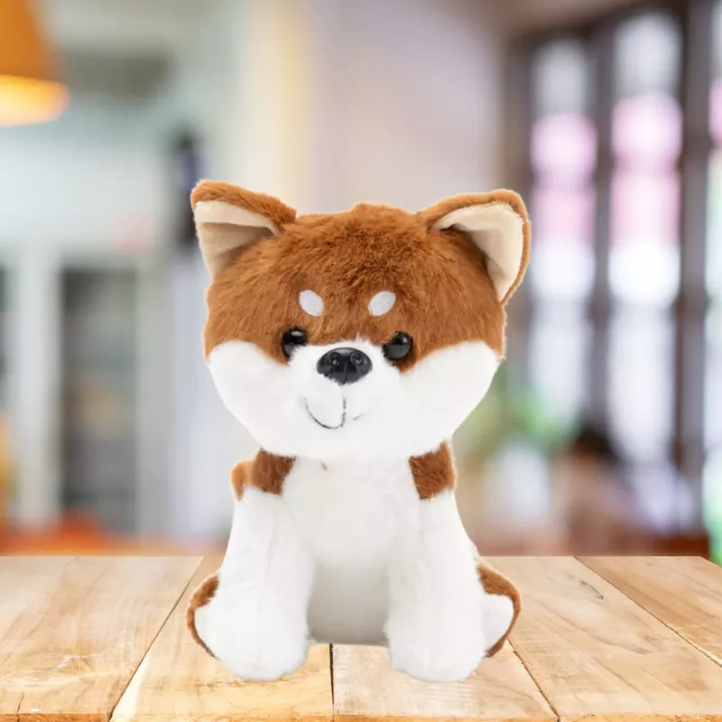 LEAN TOYS Pluszowa Maskotka Przytulanka Mały Pies Shiba Inu Biały Brązowy 20cm