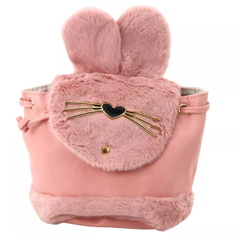 Plecak dziecięcy LEAN z pluszowymi uszami, regulowany pasek, różowy, 22 cm, 4L