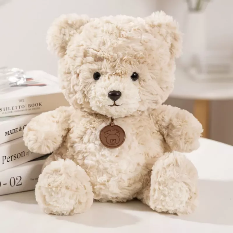 LEAN TOYS Pluszowa Maskotka Przytulanka Miś z Medalionem Beżowy 25cm