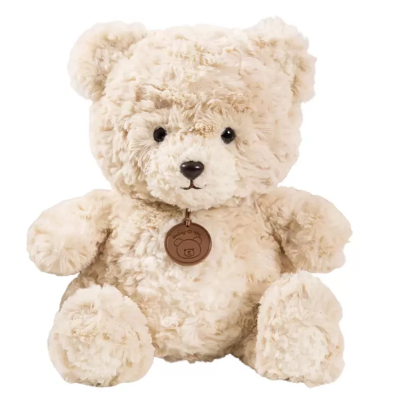 LEAN TOYS Pluszowa Maskotka Przytulanka Miś z Medalionem Beżowy 25cm