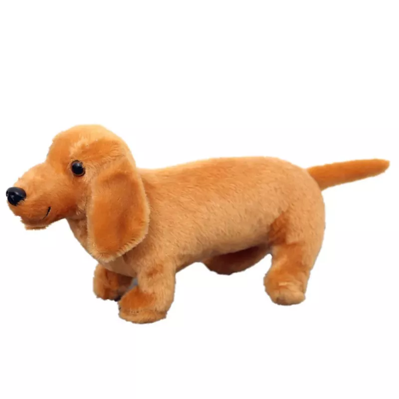 LEAN TOYS Pluszowa Maskotka Przytulanka Pies Jamnik Jasny Brąz 25cm