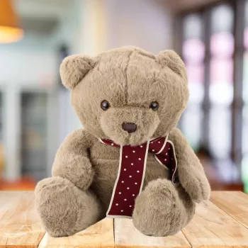 LEAN TOYS Pluszowa maskotka przytulanka Duży miś z szalikiem jasnobrązowy 45cm