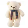 LEAN TOYS Pluszowa Maskotka Przytulanka Miś Biały Kolorowy Wełniany Szalik 55cm