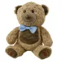 LEAN TOYS Pluszowy Miś z Niebieską Muszką, Jasny Brąz, 30 cm