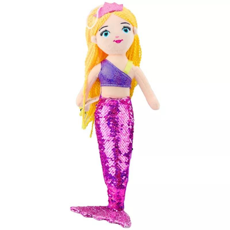 LEAN TOYS Pluszowa Syrenka Przytulanka z Ogonem z Cekinów Fioletowa 48cm