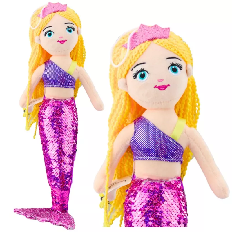 LEAN TOYS Pluszowa Syrenka Przytulanka z Ogonem z Cekinów Fioletowa 48cm