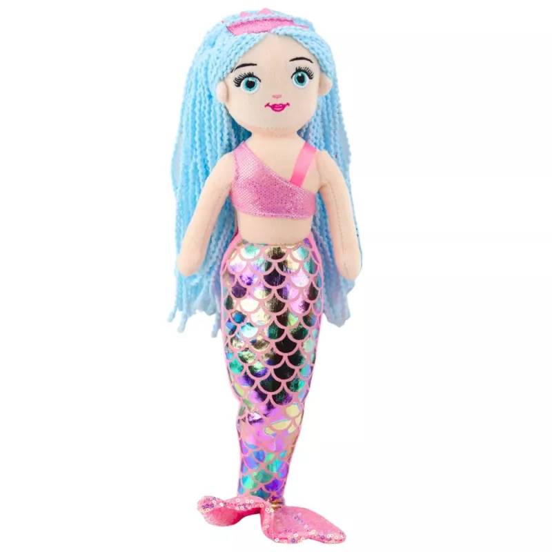 LEAN TOYS Pluszowa Syrenka Przytulanka z Holograficznym Ogonem Różowo-Niebieska 48cm