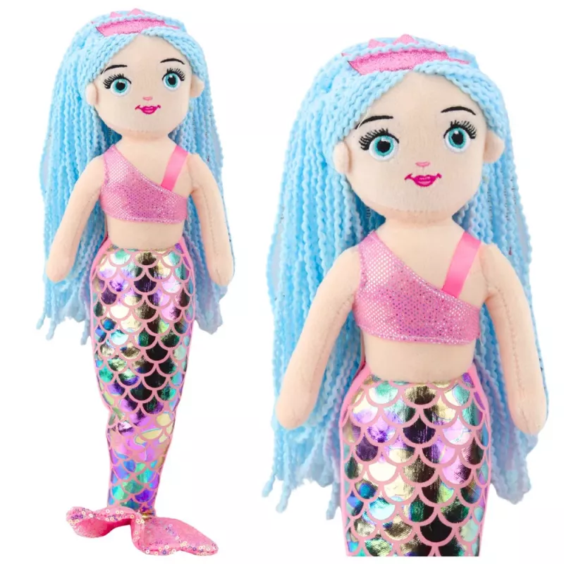 LEAN TOYS Pluszowa Syrenka Przytulanka z Holograficznym Ogonem Różowo-Niebieska 48cm