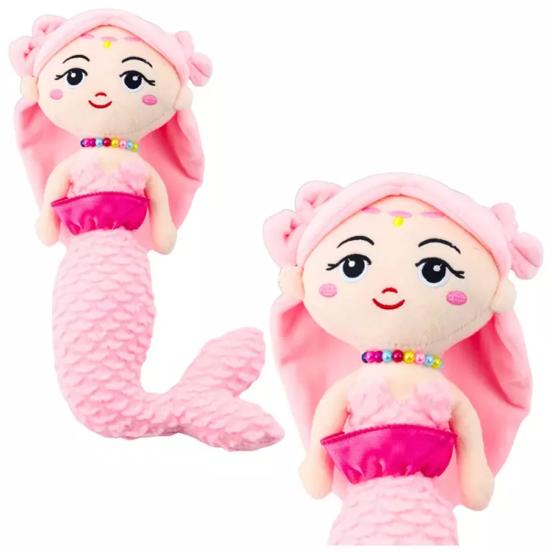 LEAN TOYS Pluszowa Syrenka z Koralikami Przytulanka Różowa 32cm