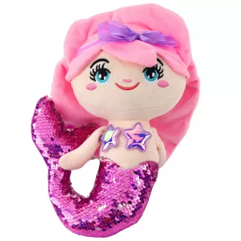 LEAN TOYS Pluszowa Syrenka Przytulanka z Ogonem z Cekinów Różowo-Fioletowa 28cm