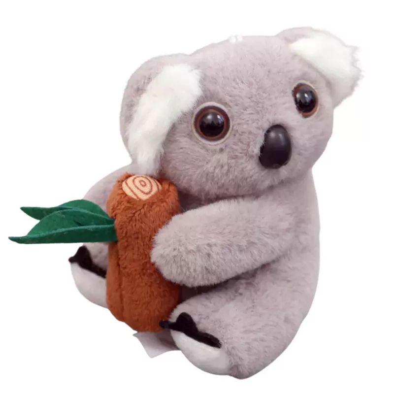 LEAN TOYS Pluszowy brelok koala z gałązką szary karabińczyk złoty 12cm