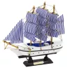 LEAN TOYS Kolekcjonerski Model Ozdobny Żaglowiec Biało-Niebieski 18x17cm