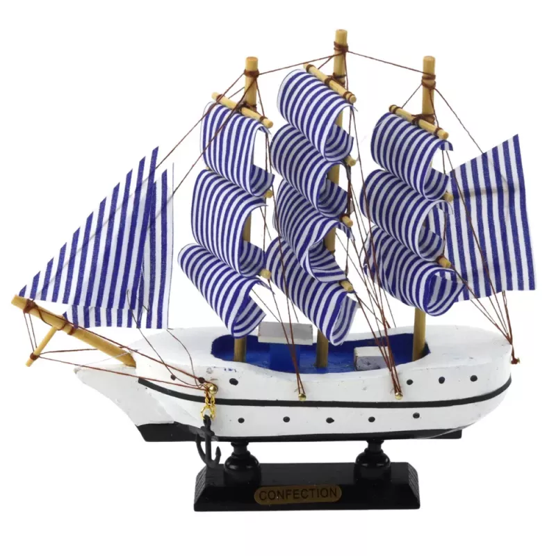 LEAN TOYS Kolekcjonerski Model Ozdobny Żaglowiec Biało-Niebieski 18x17cm