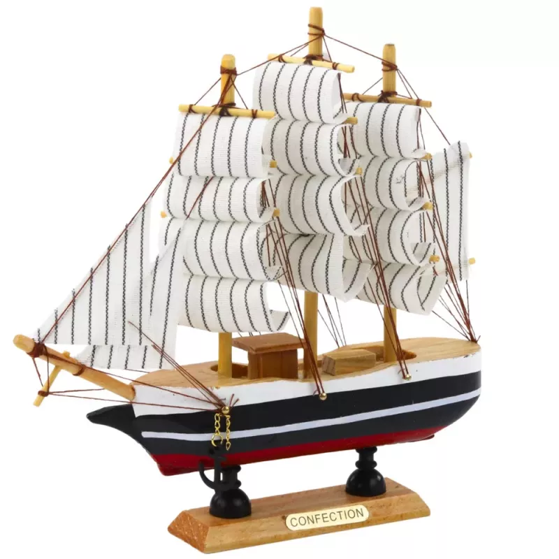 LEAN TOYS Kolekcjonerski Model Ozdobny Żaglowca Czarno-Biały 21x21cm