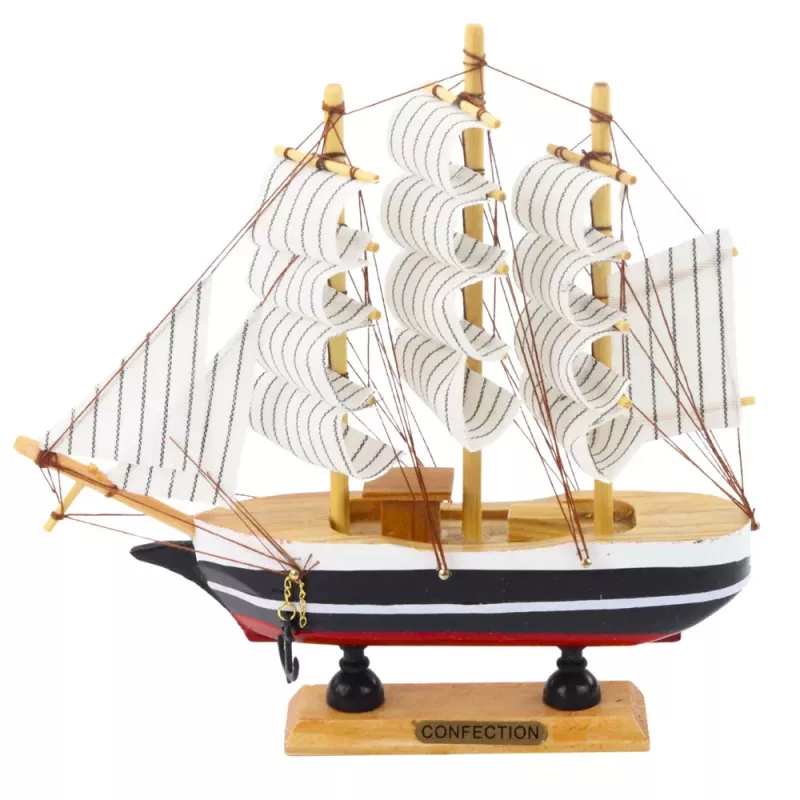 LEAN TOYS Kolekcjonerski Model Ozdobny Żaglowca Czarno-Biały 21x21cm