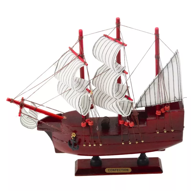 LEAN TOYS Kolekcjonerski Dekoracyjny Model Żaglowca Czerwony 24x23cm