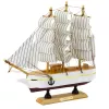 LEAN TOYS Model Kolekcjonerski Ozdobny Trójmasztowy Żaglowiec Biały 24x23 cm