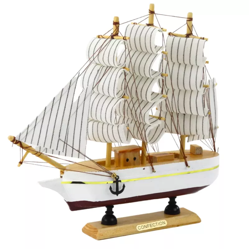 LEAN TOYS Model Kolekcjonerski Ozdobny Trójmasztowy Żaglowiec Biały 24x23 cm