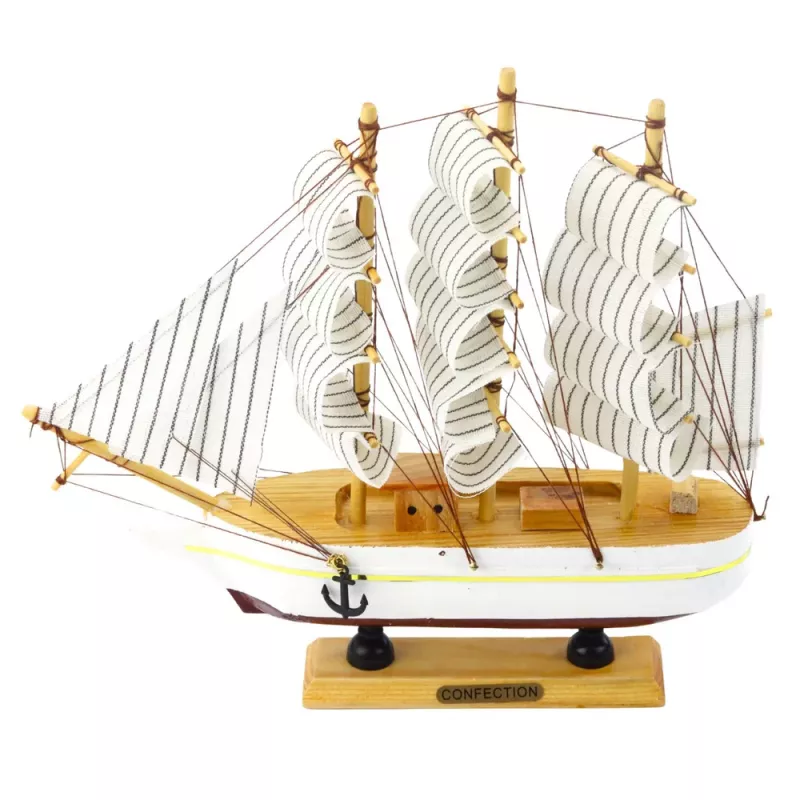 LEAN TOYS Model Kolekcjonerski Ozdobny Trójmasztowy Żaglowiec Biały 24x23 cm