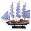 LEAN TOYS Collectible Model Decorative Sailing Ship White and Blue 33x31cm