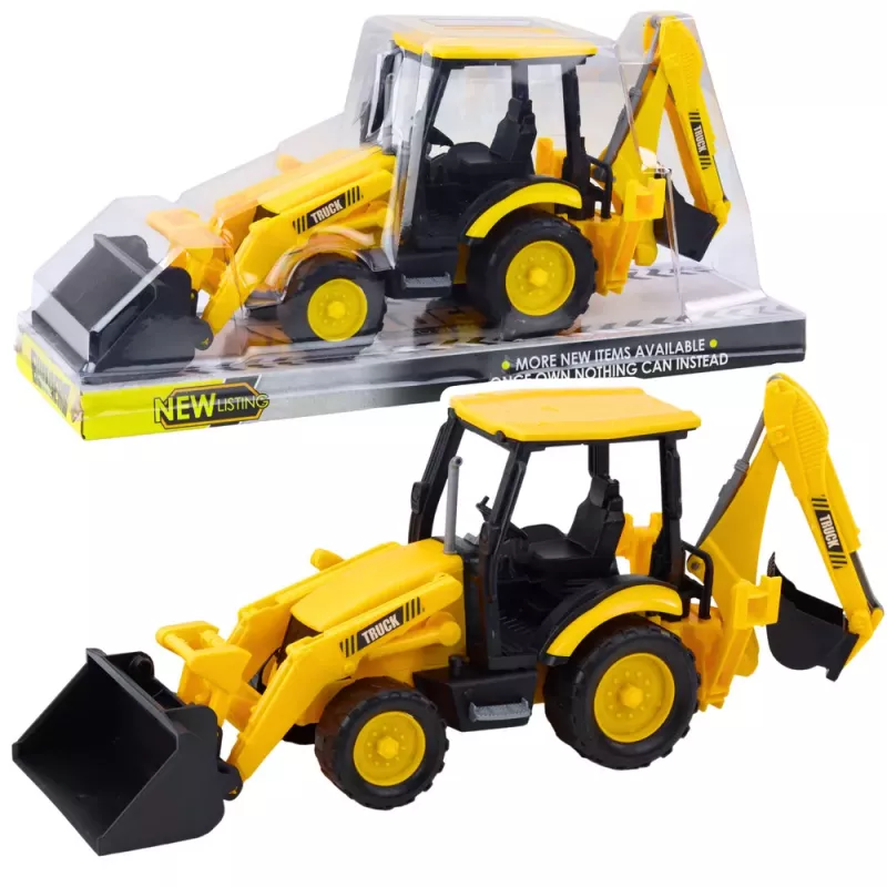 LEAN TOYS Koparka budowlana z napędem, ruchome dwa łyżki, żółta