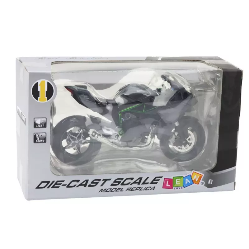 LEAN TOYS Sports Motorcycle Metal Lights Sounds Gray 1:12