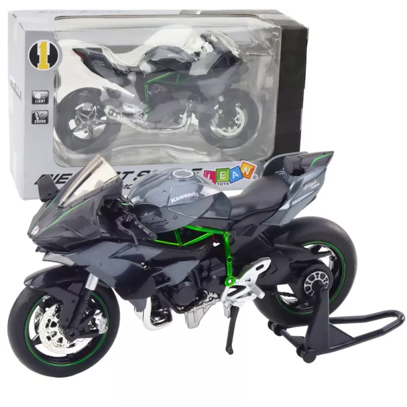 LEAN TOYS Sports Motorcycle Metal Lights Sounds Gray 1:12