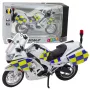 LEAN TOYS Policyjny Motocykl Metal Światła Dźwięki Biały 1:12