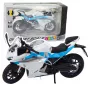 LEAN TOYS Sports Motorcycle Metal Lights Sounds White Blue 1:12