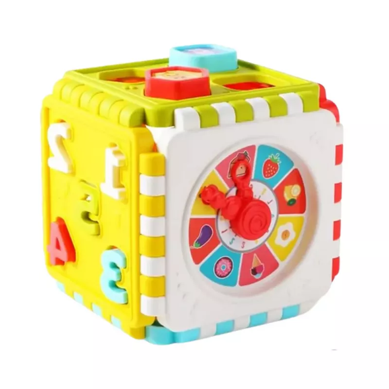 LEAN TOYS Kostka Edukacyjna Sorter Cyfry Wzory Zegar Kolorowa