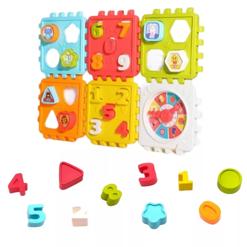 LEAN TOYS Kostka Edukacyjna Sorter Cyfry Wzory Zegar Kolorowa