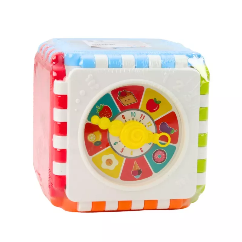 LEAN TOYS Kostka Edukacyjna Sorter Cyfry Wzory Zegar Kolorowa
