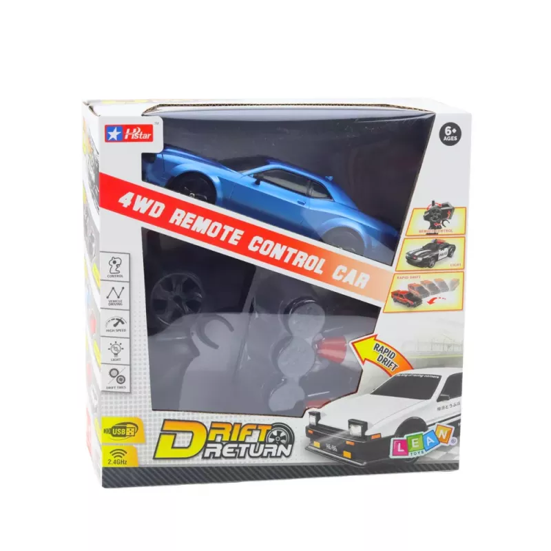 LEAN TOYS Samochód Sportowy Drift z Wymiennymi Kołami Zdalnie Sterowany RC 4WD Niebieski Sport