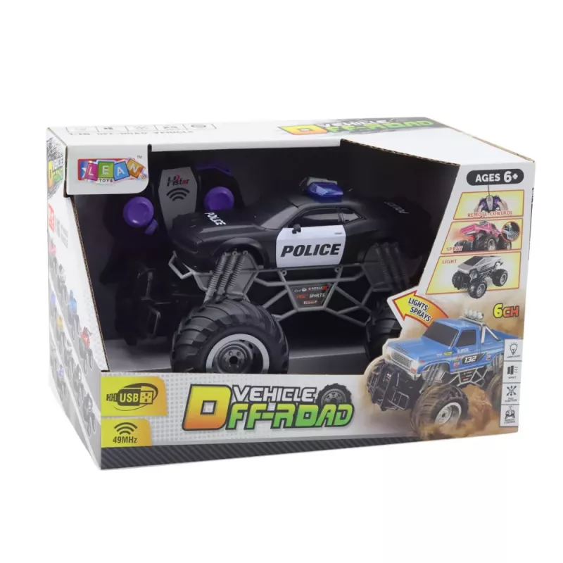 LEAN TOYS RC Policyjny Pojazd Terenowy Zdalnie Sterowany 1:16 Światła Dym