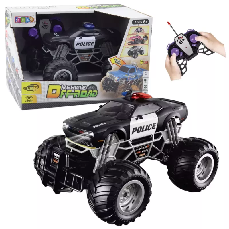 LEAN TOYS RC Policyjny Pojazd Terenowy Zdalnie Sterowany 1:16 Światła Dym