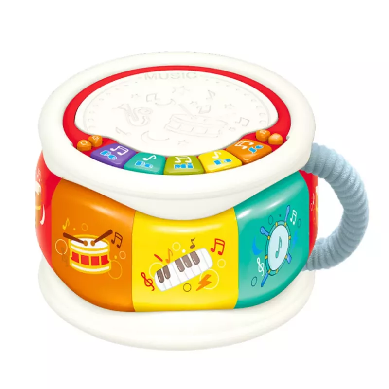 LEAN TOYS Duży interaktywny bęben edukacyjny dla maluchów, kolorowy
