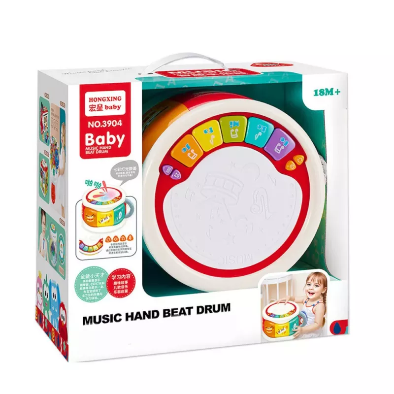 LEAN TOYS Duży interaktywny bęben edukacyjny dla maluchów, kolorowy