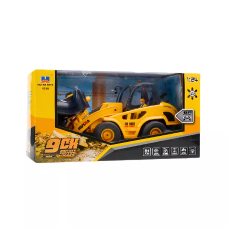 Huina 1:24 RC Koparko-ładowarka Spychacz - 9-kanałowy 2.4GHz Zdalnie Sterowany Pojazd Budowlany z Oświetleniem LED i Dźwiękami