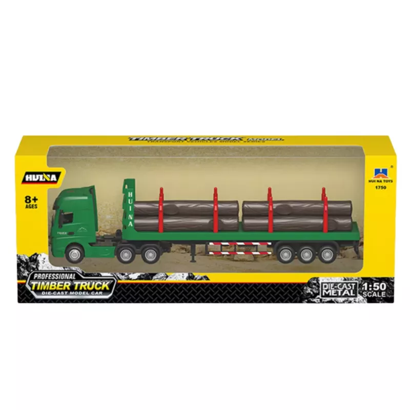 Huina 1:50 Transporter Drewna Metalowy Model Odlewany Zielony
