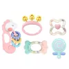 LEAN TOYS Zestaw sensorycznych grzechotek i gryzaków dla niemowląt Różowy 5 szt.