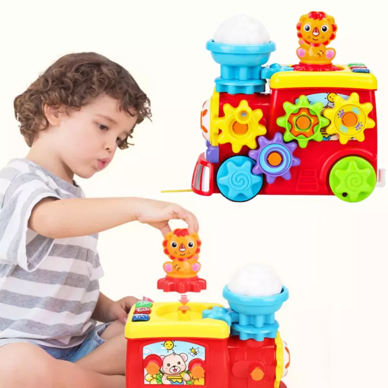 LEAN TOYS Interaktywna Lokomotywa Muzyczna dla Maluchów z Kołami Zębatymi Kolorowa