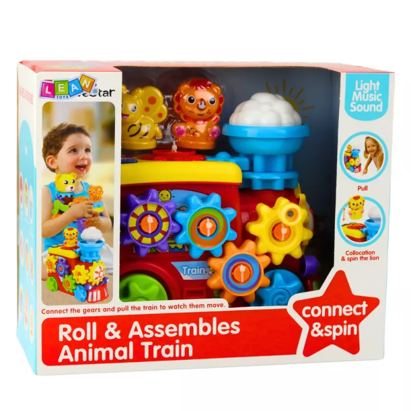 LEAN TOYS Interaktywna Lokomotywa Muzyczna dla Maluchów z Kołami Zębatymi Kolorowa