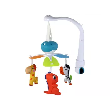 LEAN TOYS Karuzela do łóżeczka na baterie z uniwersalnymi zaczepami, niebieska