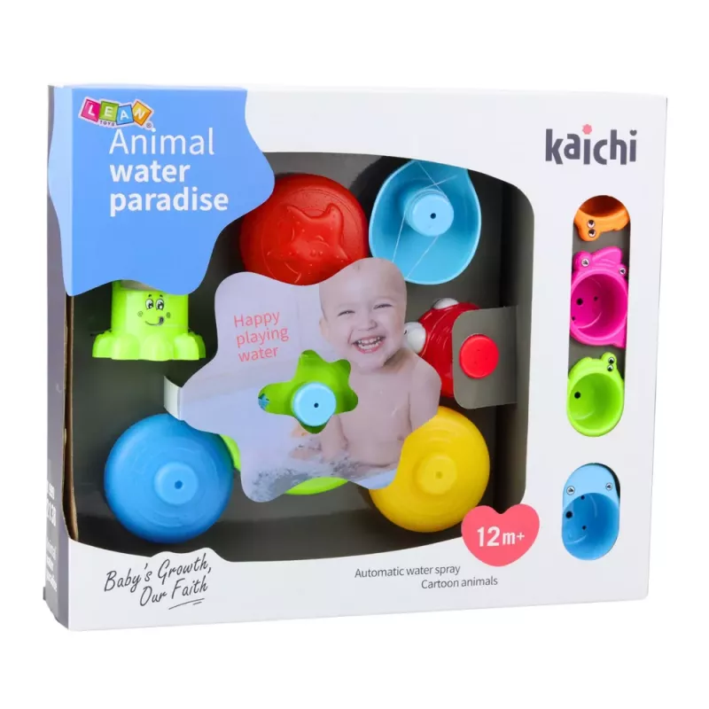 LEAN TOYS Interaktywny Zestaw do Kąpieli Fontanna Zwierzątka Kubki