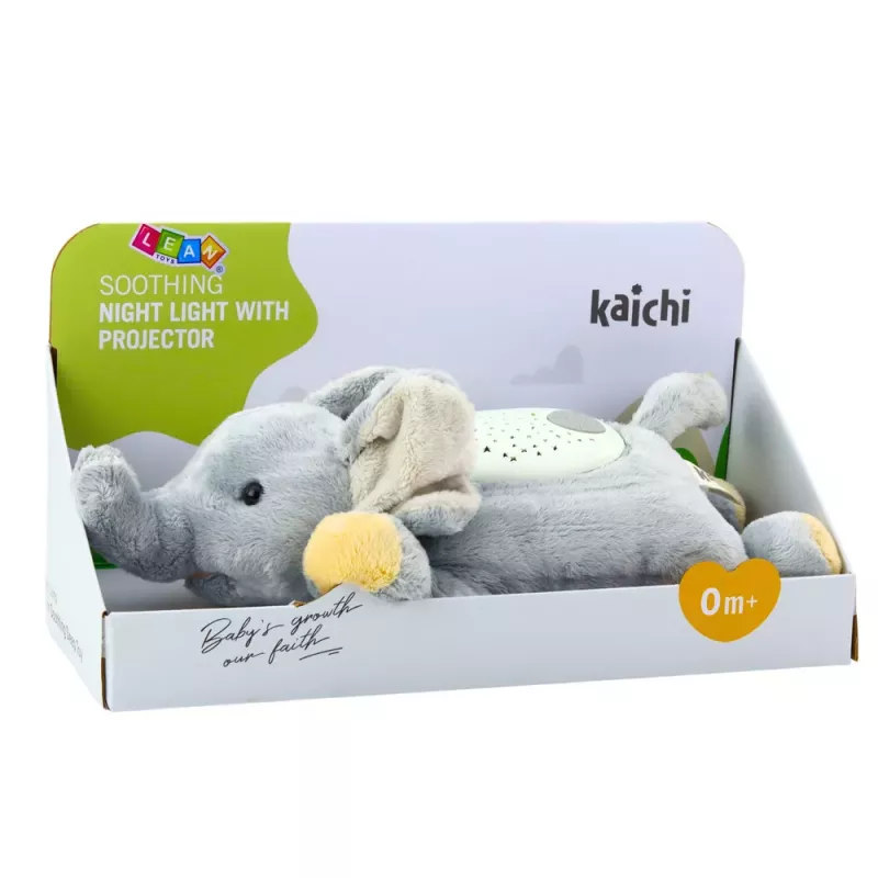 LEAN TOYS Pluszowy Słoń do Spania Przytulanka z Projektorem Gwiaździstej Nocy i Dźwiękami